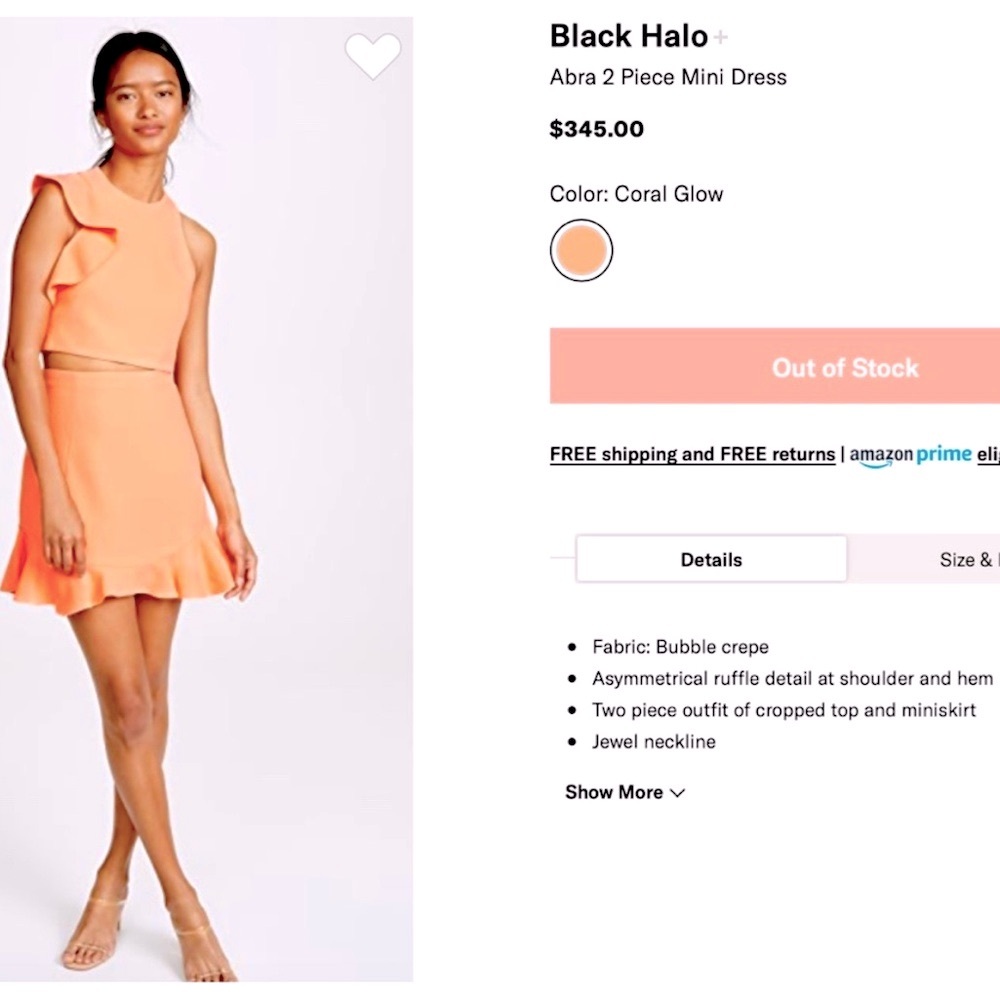 Black Halo Abra 2 Piece Dress